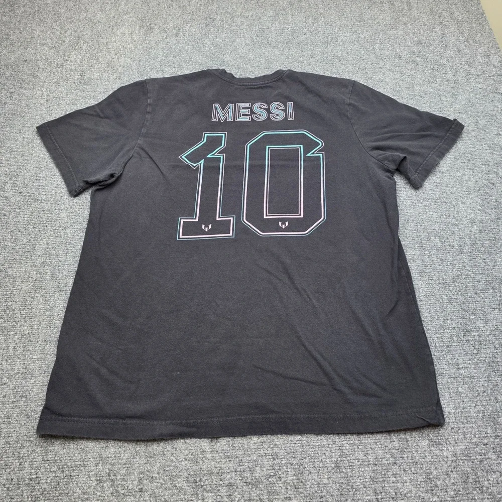 Adidas‎ Lionel Messi Inter Miami Logo T-Shirt Black Pink Teal Mens Large #10